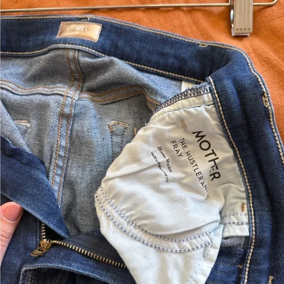 MOTHER The Hustler Ankle Fray Dark Blue Jeans - Picture 5 of 7